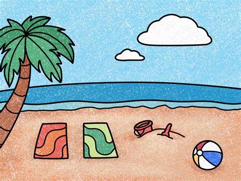 easy beach drawings